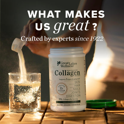Great Lakes Wellness Collagen Peptides Powder – Skin, Hair, Nails & Digestion | Unflavored | 22 Servings