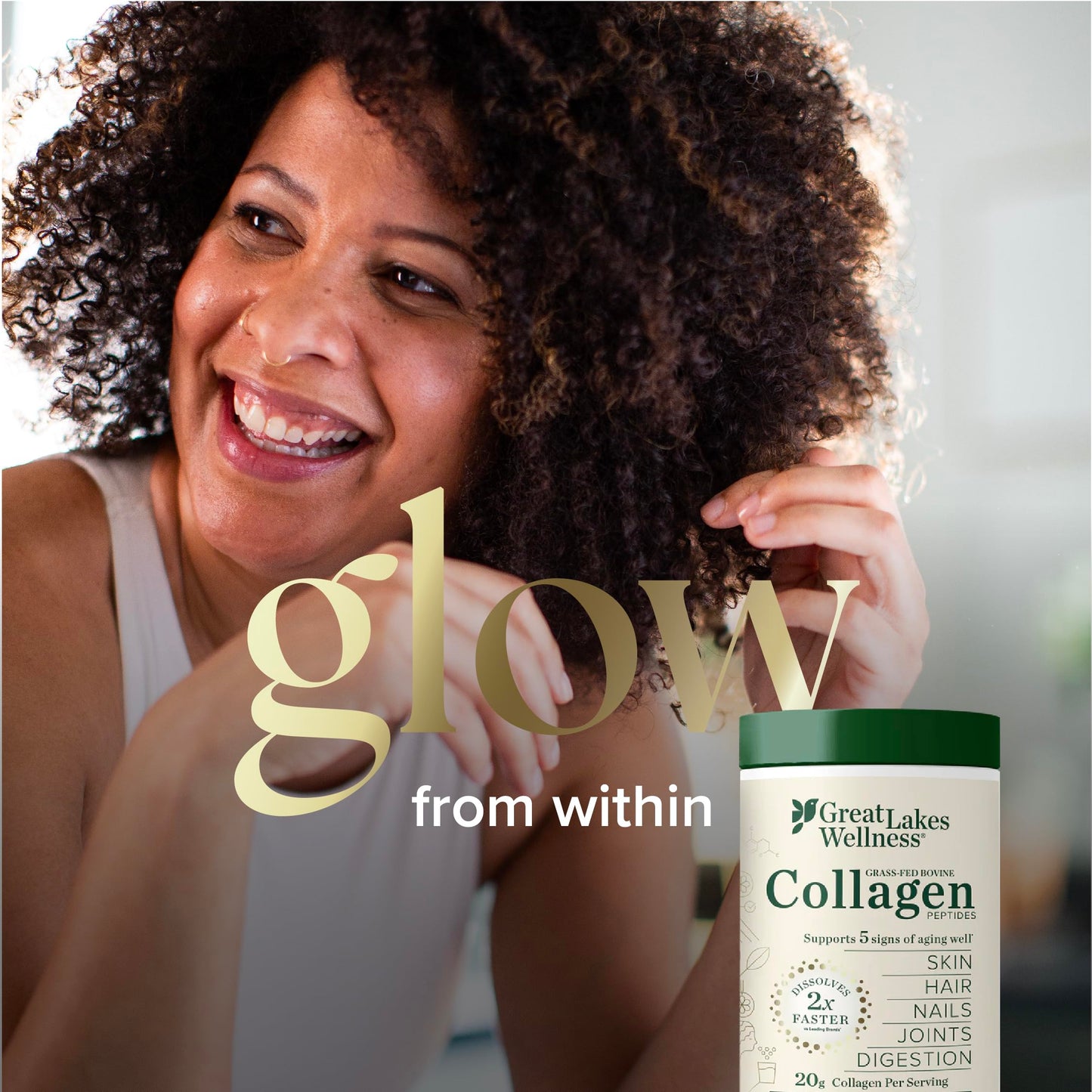 Great Lakes Wellness Collagen Peptides Powder – Skin, Hair, Nails & Digestion | Unflavored | 22 Servings