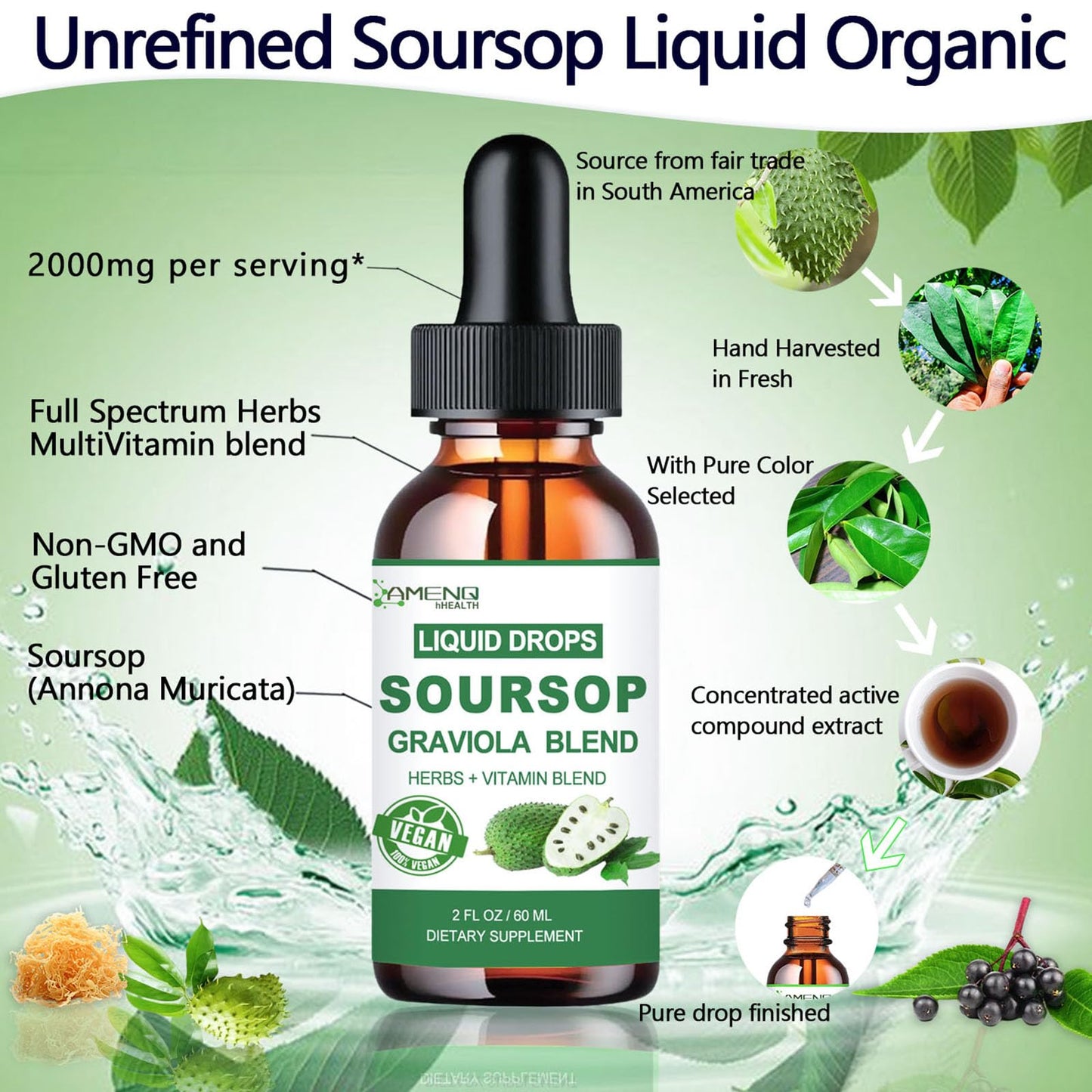 Soursop Graviola Liquid Drops – Organic 16-in-1 Immune Support (2 fl oz) with Sea Moss, Elderberry, Vitamin C & Zinc