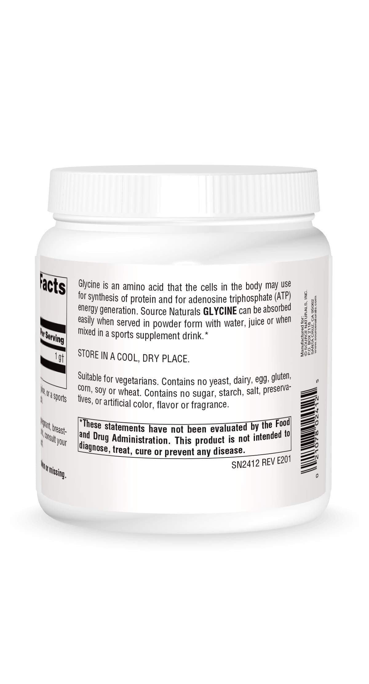 Source Naturals Glycine Powder – Protein Synthesis & ATP Energy Generation | 454 g (16 oz)