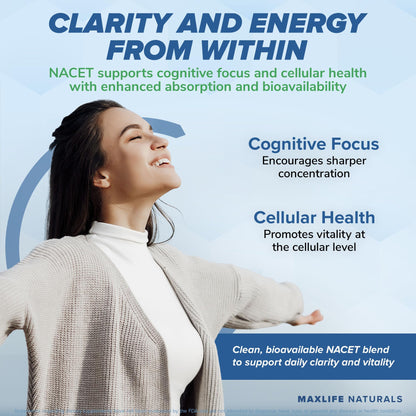 Neuro NACET 60 Capsules | Ethyl Ester NAC for Brain & Lung Support - MaxLife Naturals
