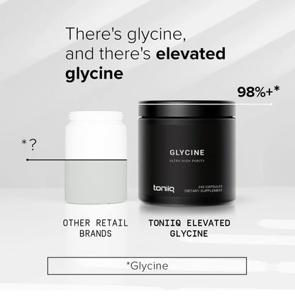 Toniiq Glycine 1300mg Supplement - 240 Capsules | 120 Servings | 98.5%+ Purity