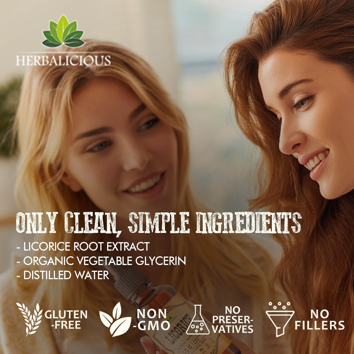 HERBALICIOUS Licorice Root Extract – Organic Liquid Herbal Extract, 2 oz | Vegan, Non-GMO, Gluten-Free
