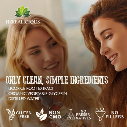 HERBALICIOUS Licorice Root Extract – Organic Liquid Herbal Extract, 2 oz | Vegan, Non-GMO, Gluten-Free