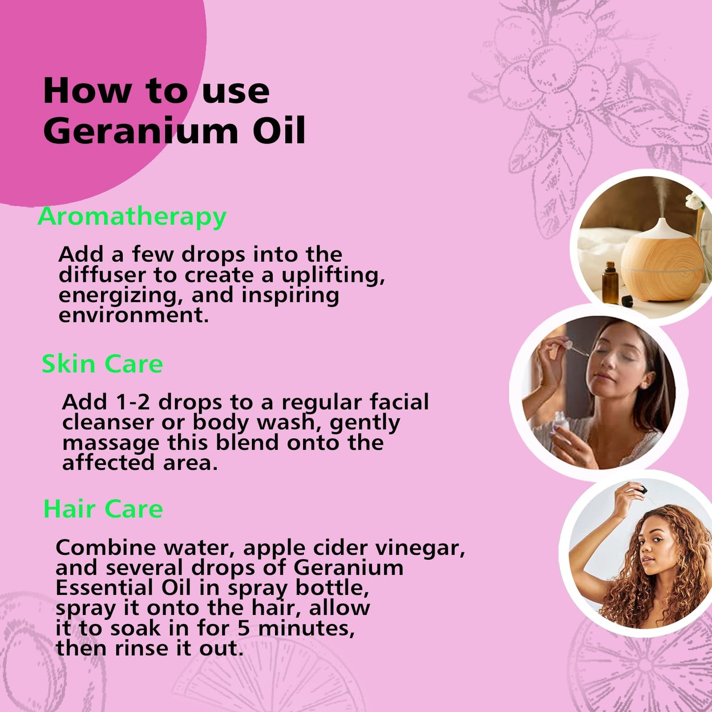 GM Gumili Geranium Essential Oil 10ml – 100% Pure for Diffuser, Skin, Hair