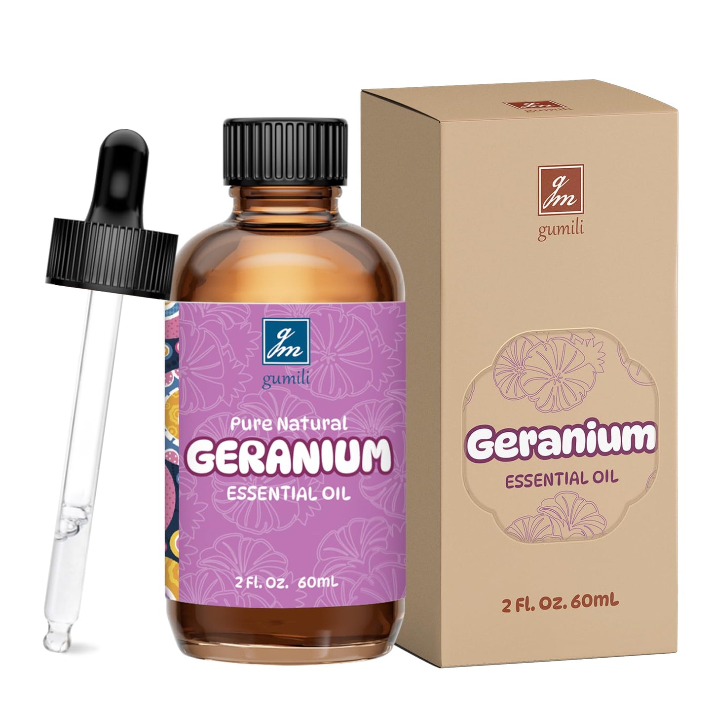 GM Gumili Geranium Essential Oil 2 Oz – Pure Geranium for Skin, Hair & Diffuser