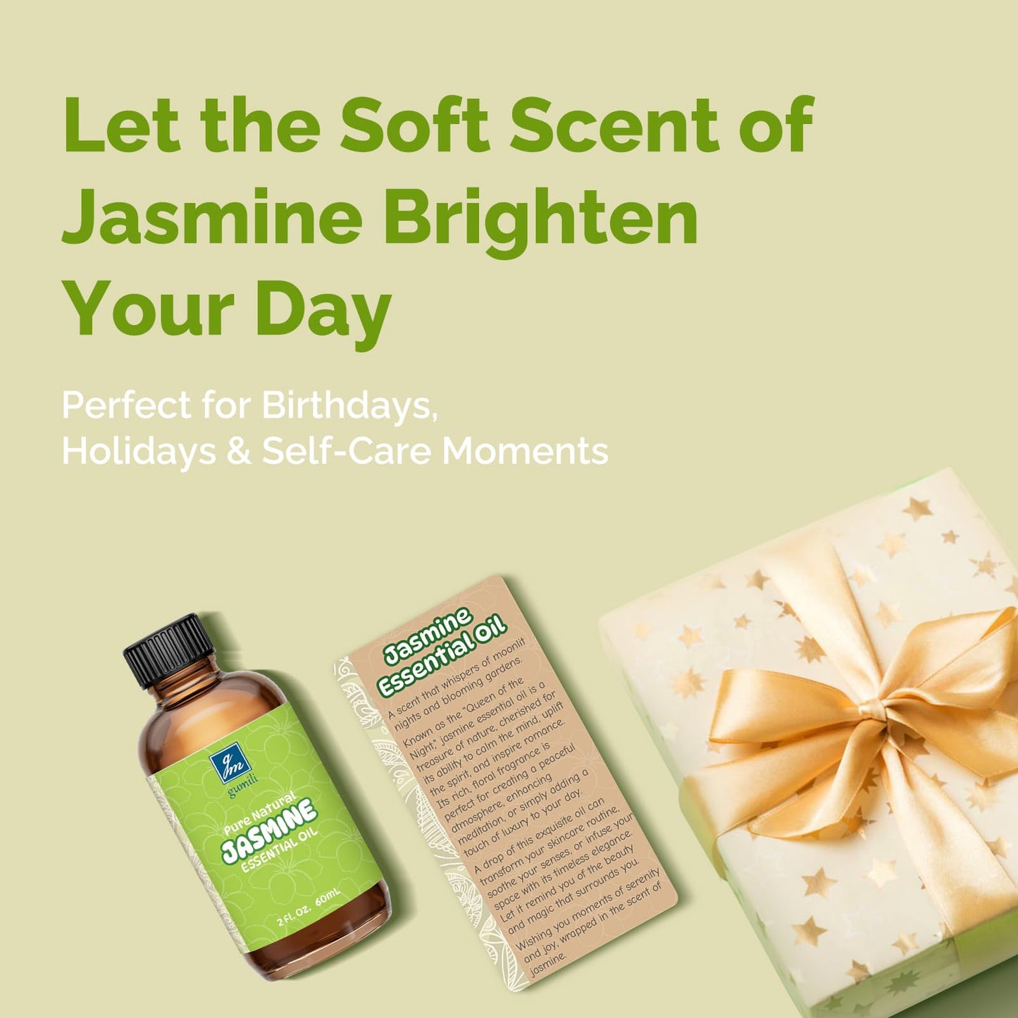 GM Gumili Jasmine Essential Oil 2 Oz - 100% Pure Jasmine Oil for Diffuser & Skin