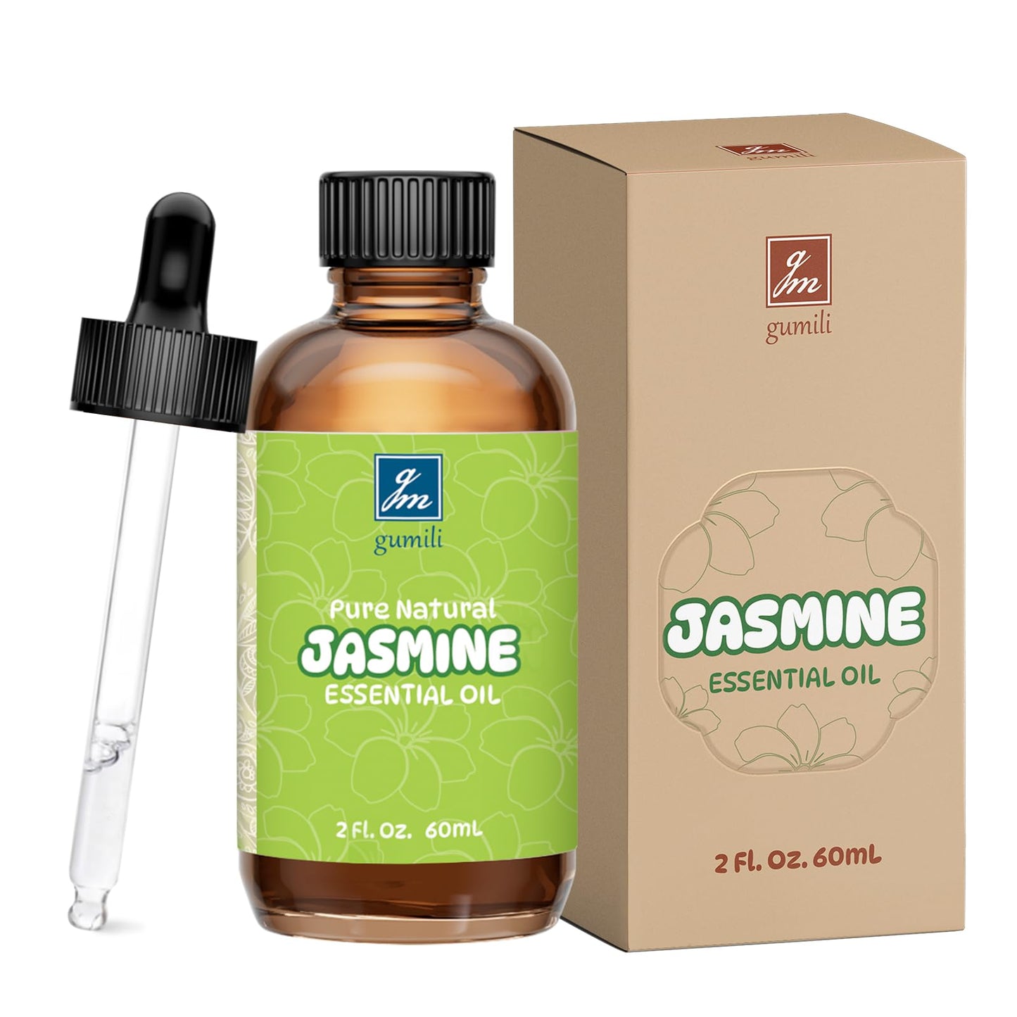 GM Gumili Jasmine Essential Oil 2 Oz - 100% Pure Jasmine Oil for Diffuser & Skin