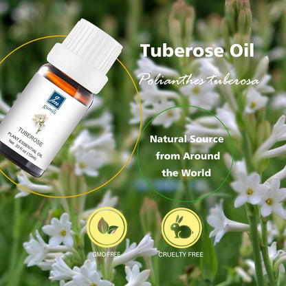 GM Gumili Tuberose Essential Oil – 10mL Undiluted, Organic, Pure Natural Fragrance for Aromatherapy, Perfume Making, Candles, Soap & Diffuser Blends
