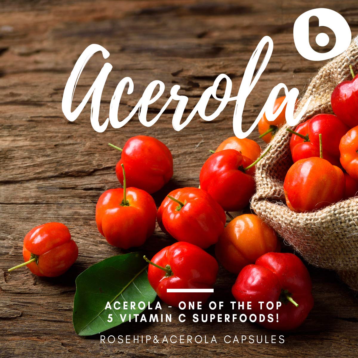 Organic RoseHips & Acerola Capsules – Plant-Based Vitamin C 1000mg | Vegan, GMO-Free (90 Capsules)