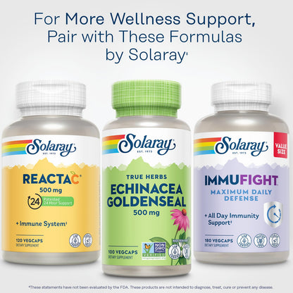 SOLARAY Echinacea Goldenseal - 250mg Echinacea & Goldenseal Root | Non-GMO, Vegan, Gluten Free | 100 Servings