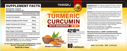 Turmeric Curcumin with Black Pepper & Ginger – Berberine & Ceylon Cinnamon | 60 Capsules