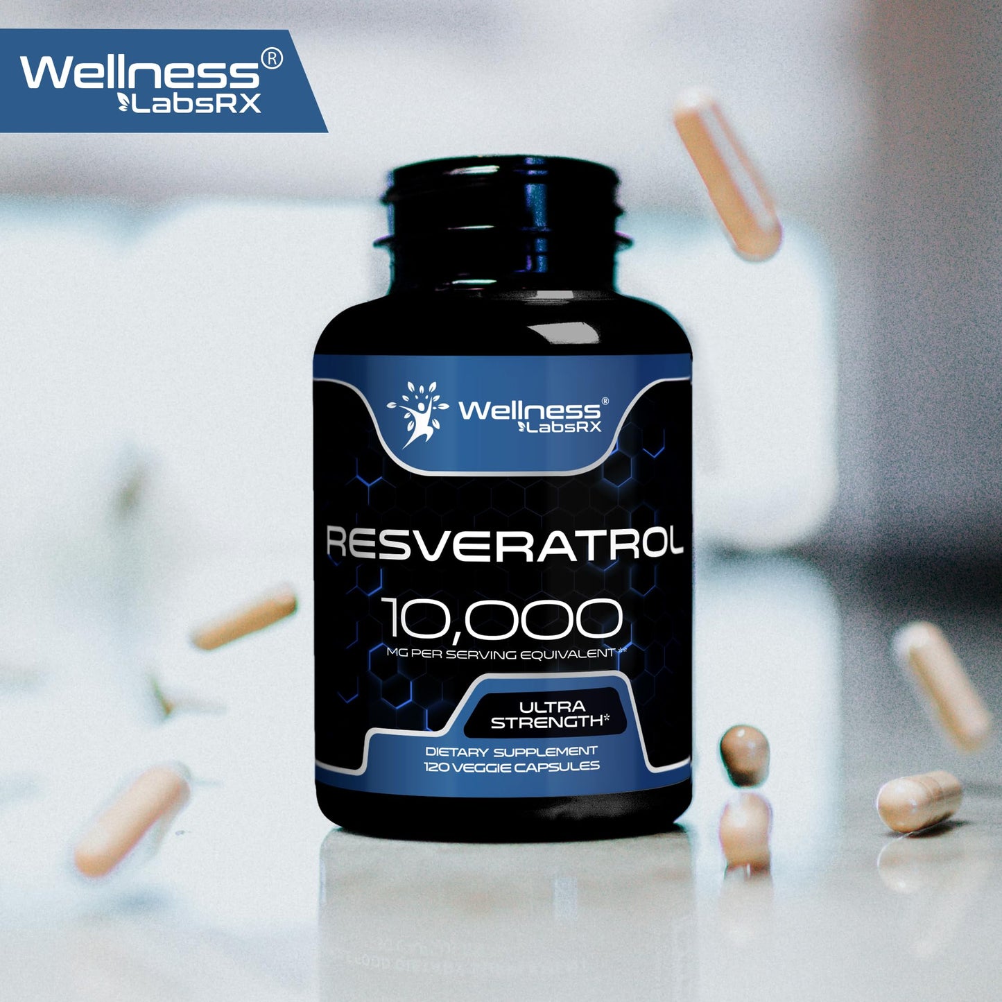 WELLNESS LABSRX Resveratrol 120 Capsules – Trans-Resveratrol for Heart & Brain Health (Vegan, Keto)