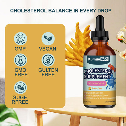 KumuoKeol Cholesterol Support Liquid Drops with Red Yeast Rice, Bergamot & Plant Sterols — Heart Health Formula, 2 fl oz