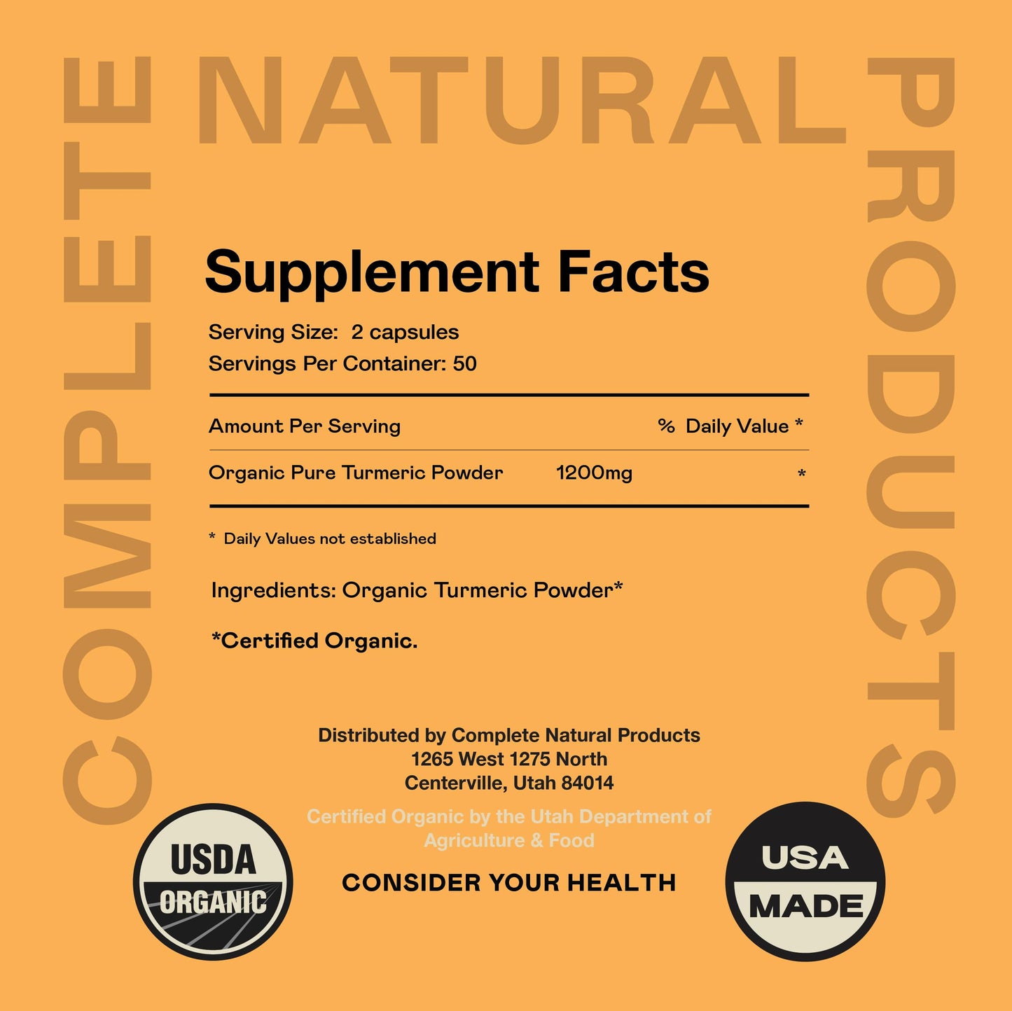 Organic Turmeric Capsules 600mg | Pure Curcumin 100 Capsules (Pack of 2) - Liver & Joint Support