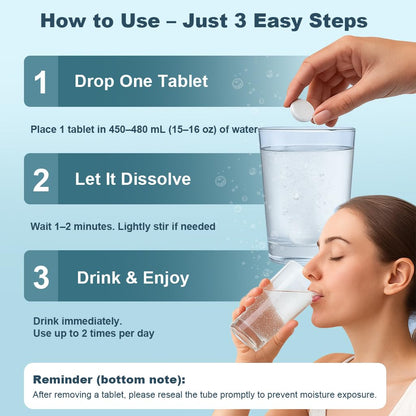 8 PPM Molecular Hydrogen Water Tablets with Magnesium – 60 Tablets