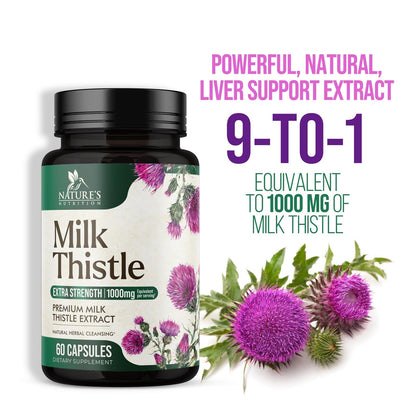 Milk Thistle Extract 1000mg - Liver Detox & Repair | 60 Capsules