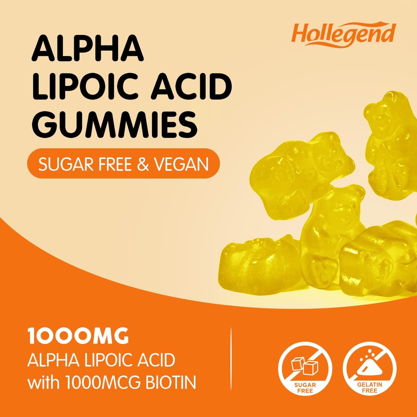 Alpha Lipoic Acid Gummies 1000mg with Biotin – Pineapple Flavor, 60 Chews