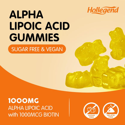 Alpha Lipoic Acid Gummies 1000mg with Biotin – Pineapple Flavor, 60 Chews