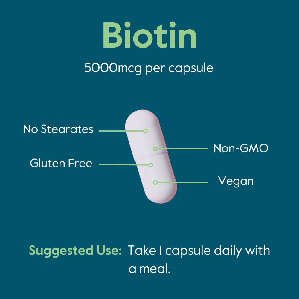 BESTVITE Biotin 5000mcg – 240 Veggie Capsules | Hair, Skin & Nails | Vegan