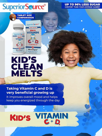 Superior Source Kid's Vitamin C & D3 Clean Melts – Immune Support for Kids
