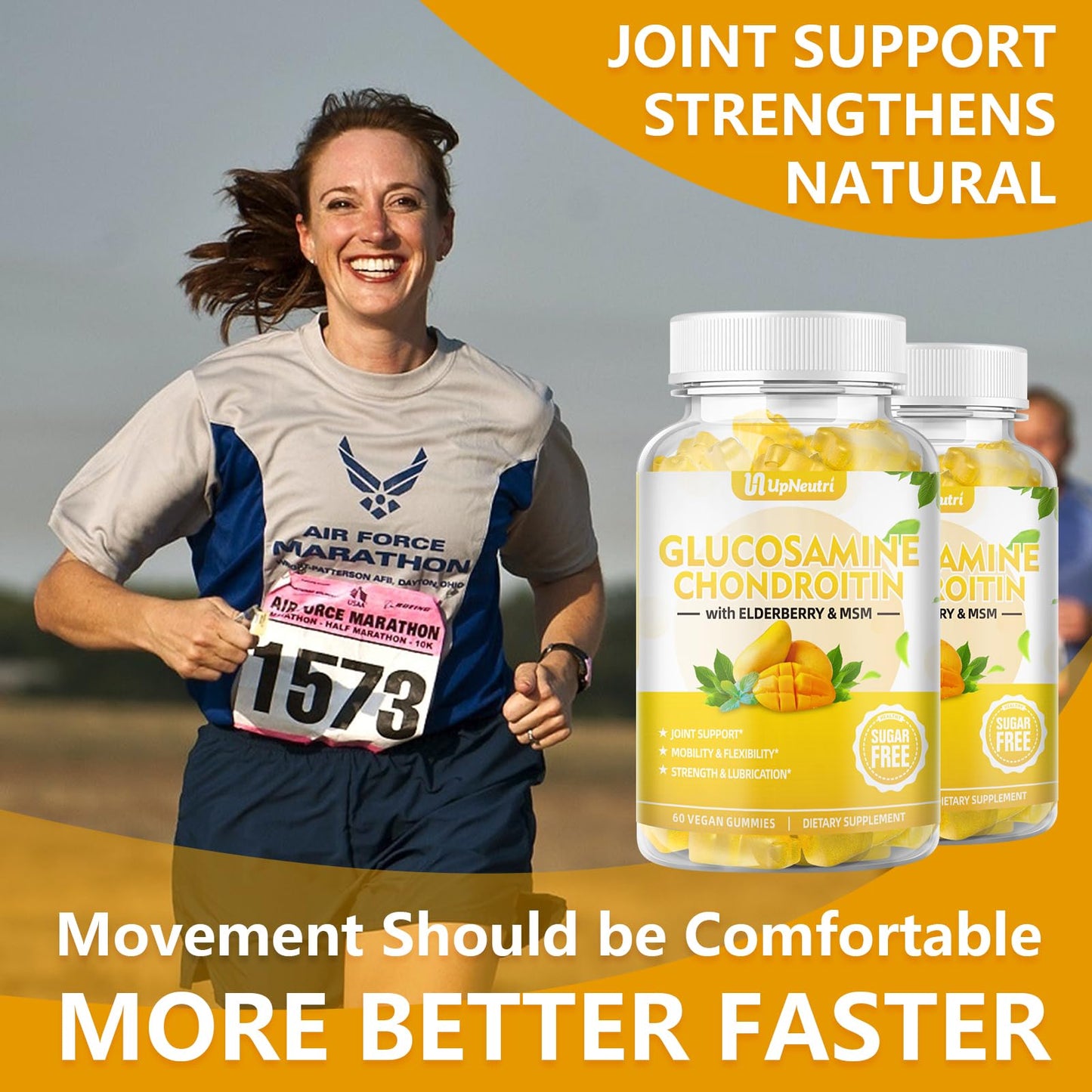Sugar Free Glucosamine Chondroitin Gummies - Extra Strength 1500mg Joint Support