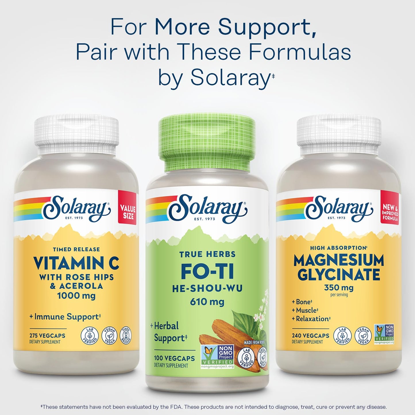 SOLARAY Fo-Ti 610 mg – Vegan Aging & Longevity Support for Hair, Skin & Nails