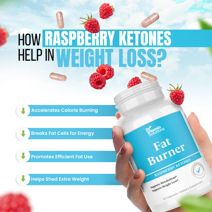 DR VITAMIN SOLUTIONS Fat Burner for Women with GLP-1 Support - Weight Loss Supplements with Raspberry Ketone Powder, Green Tea, Kelp - Natural Weight Loss Pills for Women & Men - 30 Diet Pills