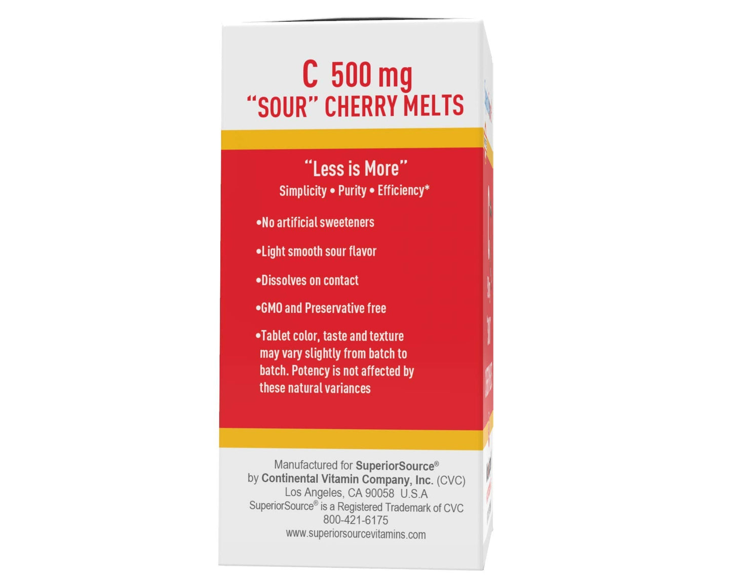 Superior Source Vitamin C 500 mg Sour Cherry Melts - Sublingual 90 Tablets for Immune Support