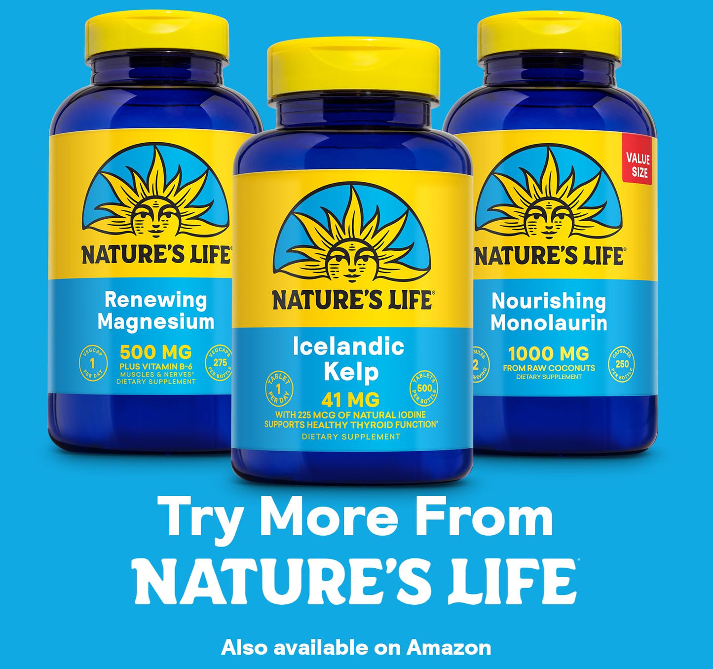 Nature’s Life Icelandic Kelp 41 mg Tablets – Iodine Supplement & Thyroid Support | Gluten Free, Non-GMO