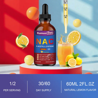 NAC 1000mg Drops with Quercetin & Zinc – N-Acetyl Cysteine Liquid (2 fl oz) for Adults & Kids