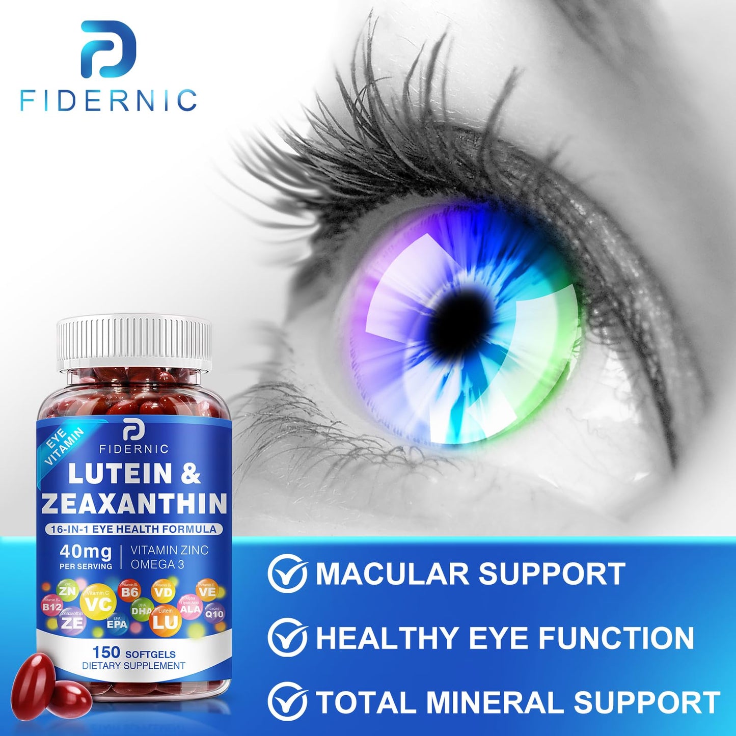 Lutein & Zeaxanthin Eye Vitamins - 40 mg Lutein, 8 mg Zeaxanthin | 150 Softgels