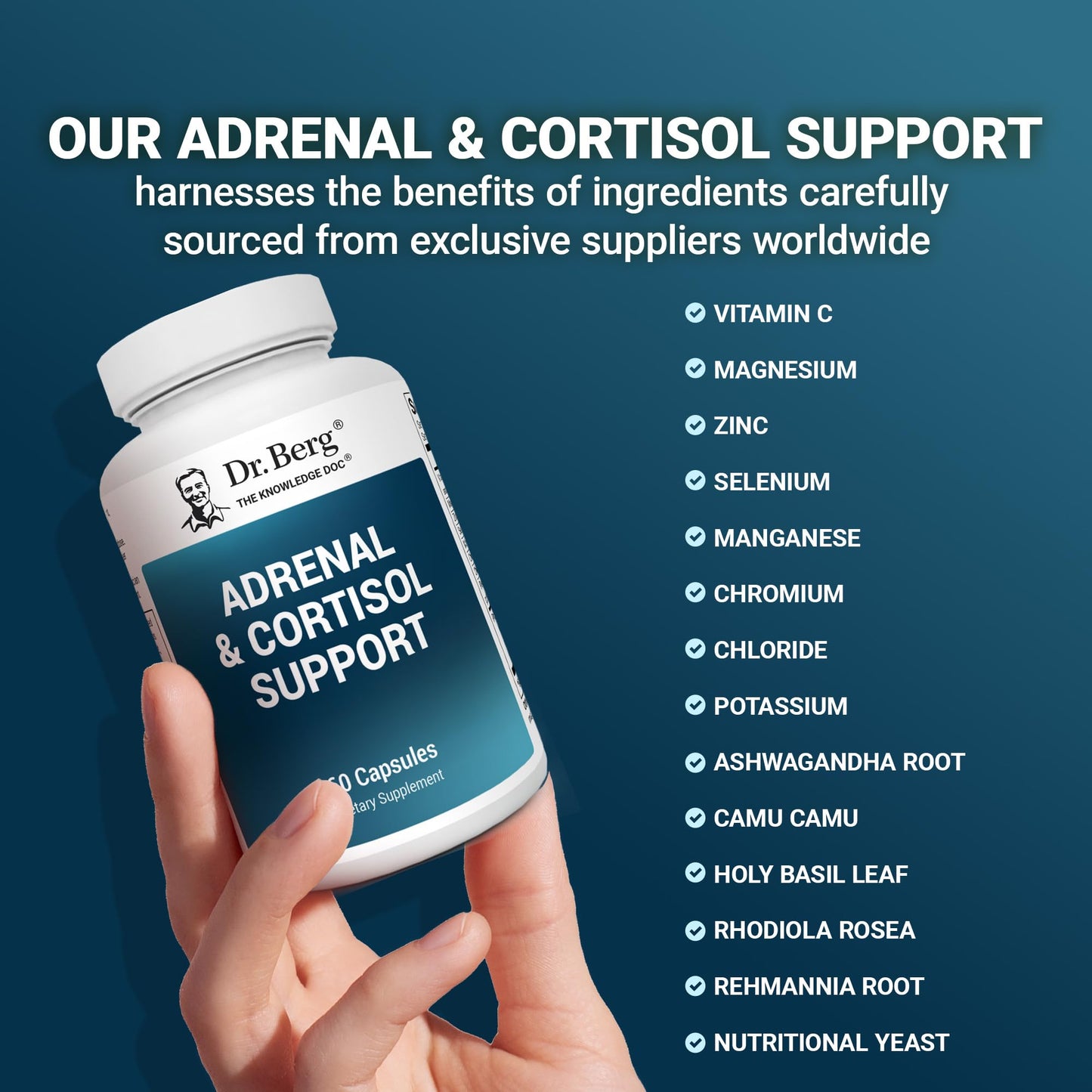 Dr. Berg Adrenal & Cortisol Capsules – Adrenal Support & Cortisol Manager (60 Capsules)