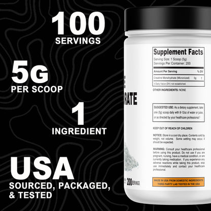 It's Just! Creatine Monohydrate Powder - 1000g (200 Servings) | Unflavored, Made in USA, 3rd-Party Lab Tested, Scoop Included