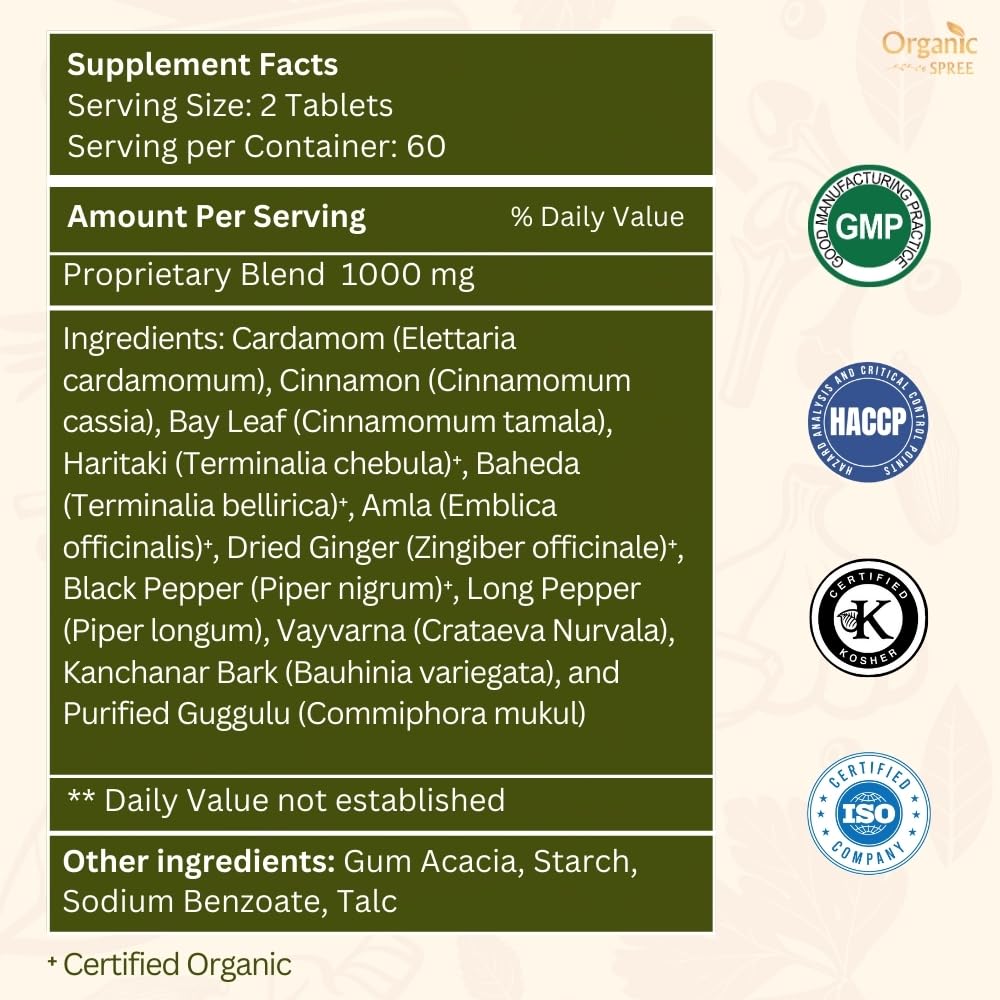ORGANIC SPREE Kanchnar Guggulu 120 Tablets – Detox & Lymphatic Support, Ayurvedic, Vegetarian, ISO Certified