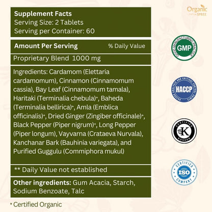 ORGANIC SPREE Kanchnar Guggulu 120 Tablets – Detox & Lymphatic Support, Ayurvedic, Vegetarian, ISO Certified
