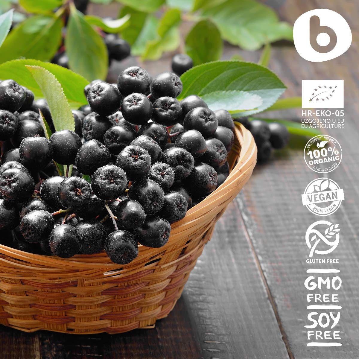 Organic Aronia Berry Capsules – Immune Support, 500mg | 90 Vegan Caps