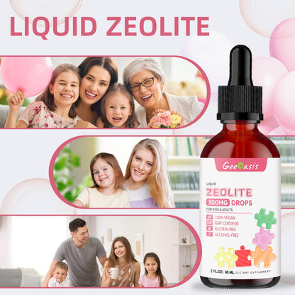 Zeolite Detox Drops for Kids & Adults  300 mg Clinoptilolite, 2 oz