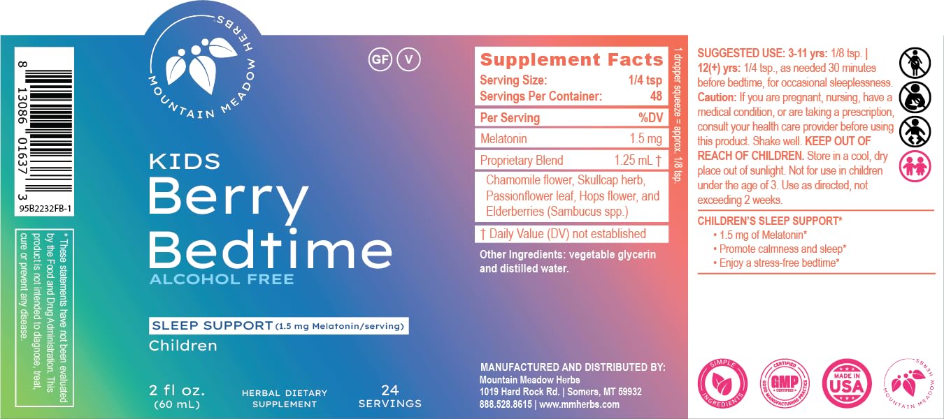 Berry Bedtime Drops for Kids – Melatonin & Herbal Sleep Support (2 oz) | Mountain Meadow Herbs