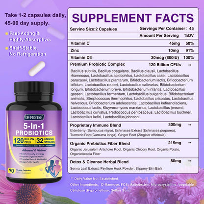 Probiotics for Women & Men – 120B CFUs, Immune Support & Detox Cleanse