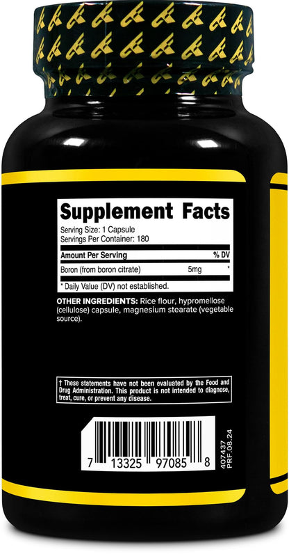 PrimaForce Boron Capsules 5mg – 180 Vegetarian Capsules | Boron Citrate