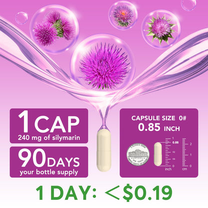 Organic Milk Thistle 9000 mg Equivalent – 30X Extract, 80% Silymarin, Liver Support, 90 Veggie Caps
