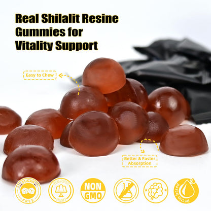 Shilajit Gummies for Men & Women — Pure Himalayan Shilajit with Ashwagandha, 85+ Minerals, No Sugar, 40 Servings
