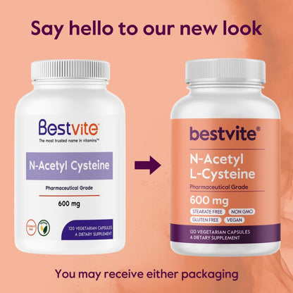 N-Acetyl L-Cysteine 600mg NAC – 120 Veg Capsules (Vegan, Gluten Free, Non-GMO)