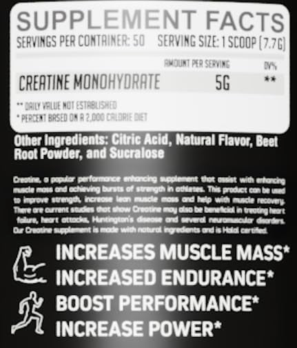 GMU SPORT Creatine Monohydrate Powder – Fruit Punch, 50 Servings | 5g per Scoop