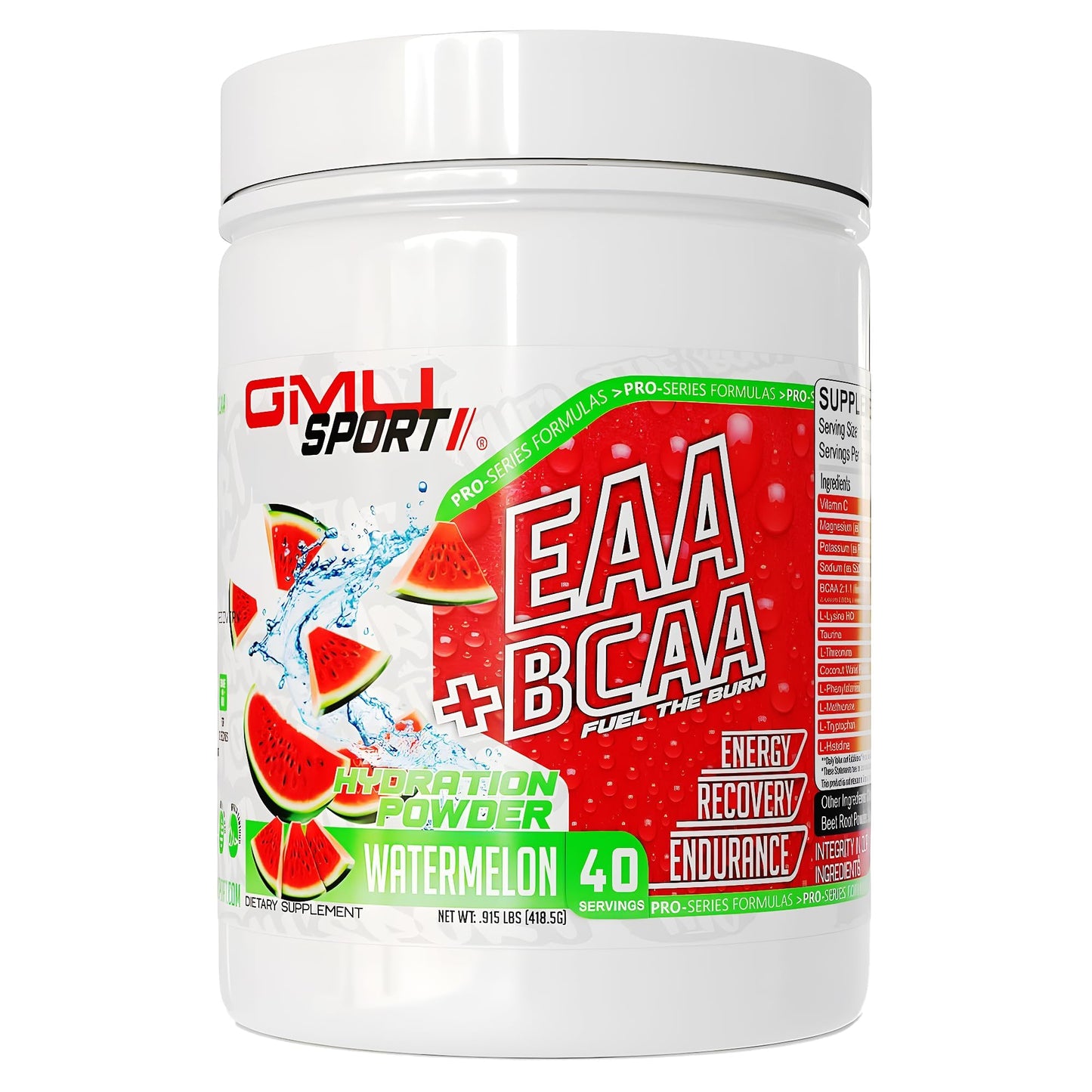 GMU SPORT EAA + BCAA Powder – Hydration & Recovery Drink (Sugar-Free) – Watermelon