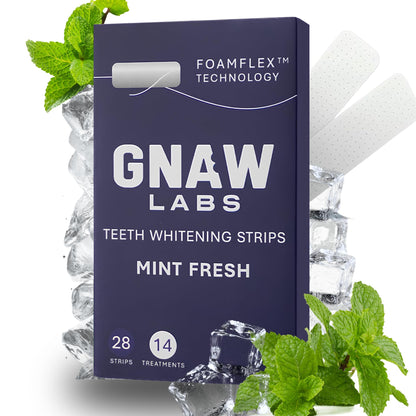 GNAW LABS Teeth Whitening Strips for Men – Mint Fresh, 14 Treatments | FoamFlex