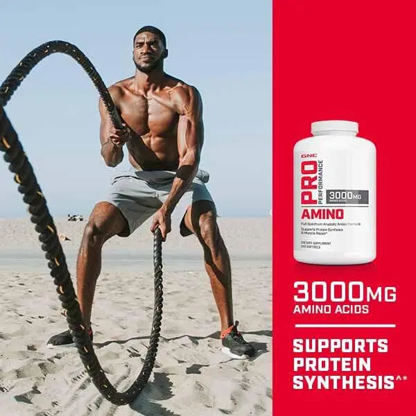 GNC Pro Performance Amino 3000mg Softgels — 240 Count for Protein Synthesis & Muscle Repair BritishVita | Premium UK Vitamins & Wellness Supplements