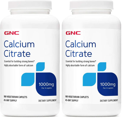 GNC Calcium Citrate 1000mg – 180 Veg Caplets (Pack of 2) BritishVita | Premium UK Vitamins & Wellness Supplements