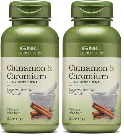 GNC Herbal Plus Cinnamon & Chromium – Vegetarian, 30 Servings (Pack of 2) BritishVita | Premium UK Vitamins & Wellness Supplements